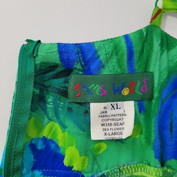 Jams World Women's Green Multicolor Sea Flower Sundress With Belt Size XL - Picture 4 of 16
